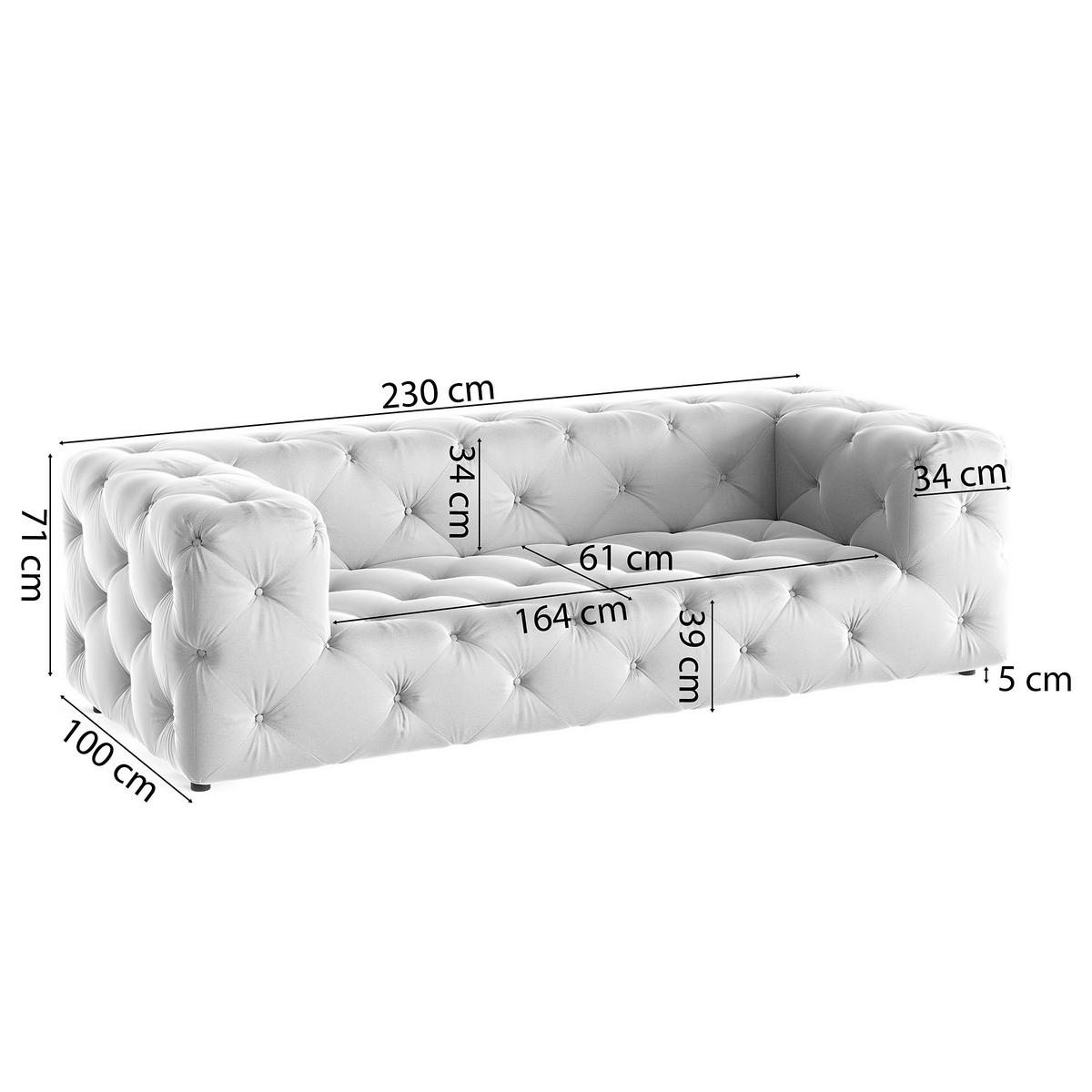 3-SITZER-SOFA Samt Rot  - Rot/Schwarz, Design, Kunststoff/Textil (230/71/100cm) - P & B