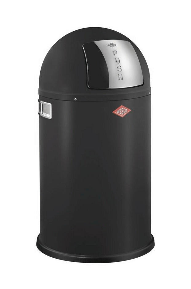 Wesco Abfallsammler Pushboy Junior Schwarz, Edelstahl 63 cm