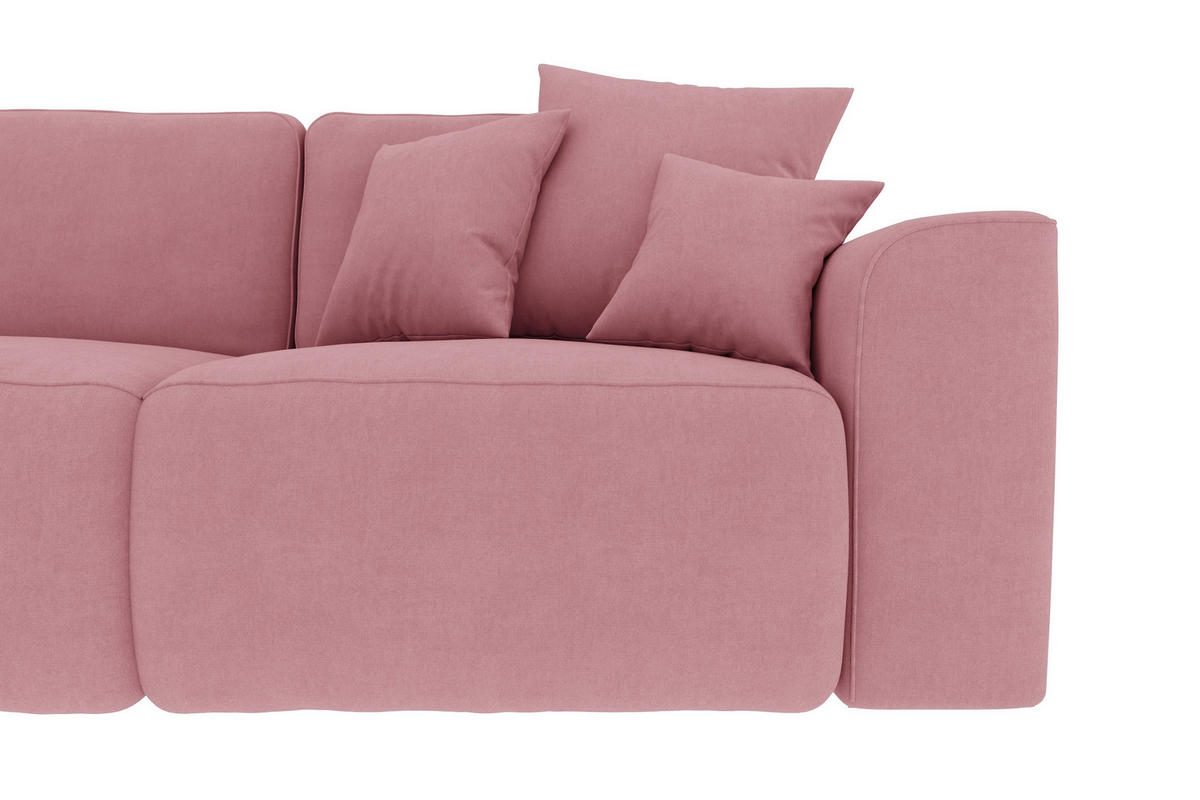 ECKSOFA Rosa Velours Zierkissen, Rückenkissen, Bettkasten, Schlaffunktion, Rücken echt, Liegefläche im Originalstoff  - Chromfarben/Rosa, KONVENTIONELL, Kunststoff/Textil (195/293cm) - Carryhome