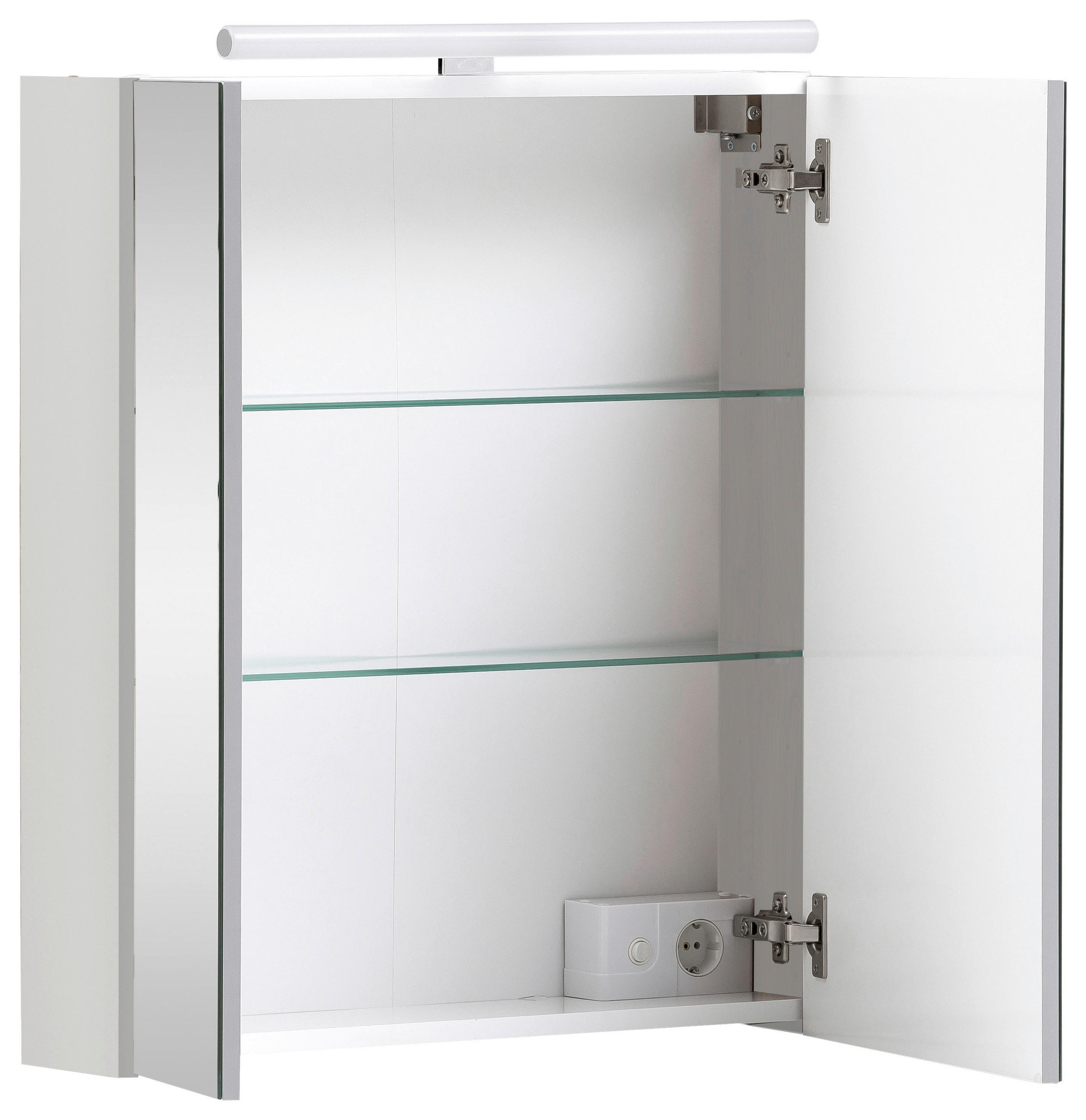 Thumbnail - Stylife Spiegelschrank Maxim/Karla, Weiß, Metall, 2 Fächer, F, 60x70.4x16 cm, Made in Germany, Badezimmer, Badezimmerspi...