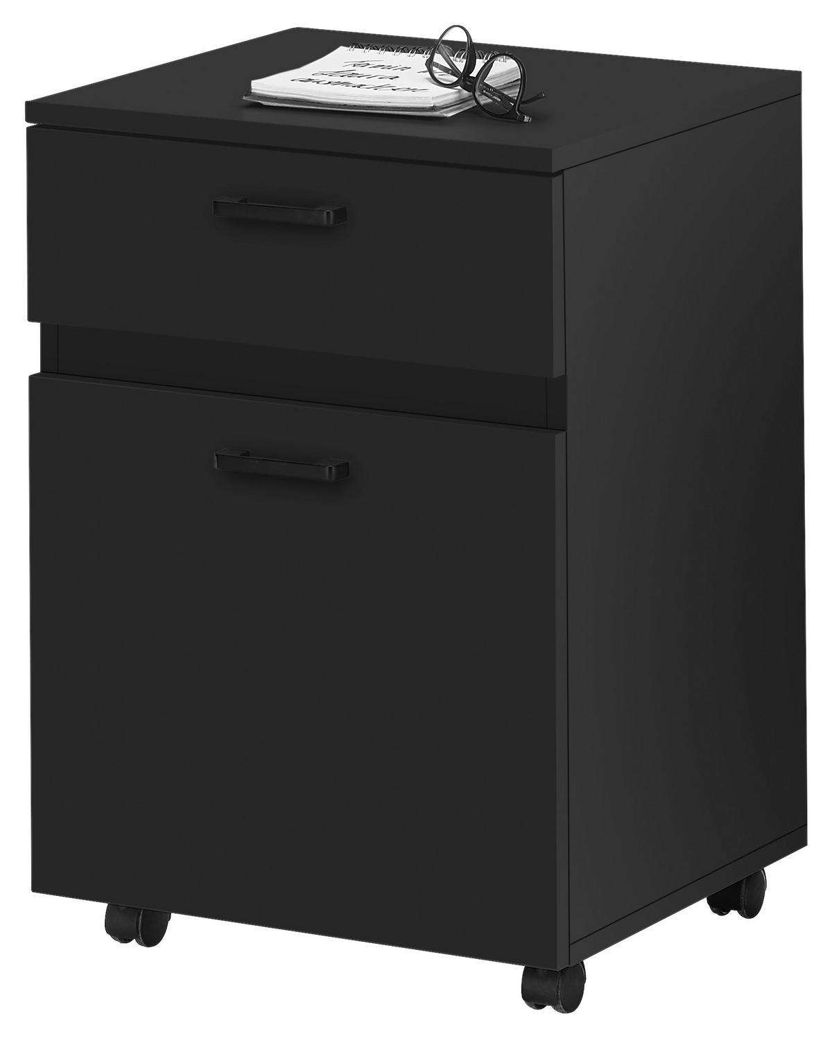 ROLLCONTAINER 45/65/40 cm  - Schwarz, KONVENTIONELL, Holzwerkstoff/Metall (45/65/40cm) - Stylife