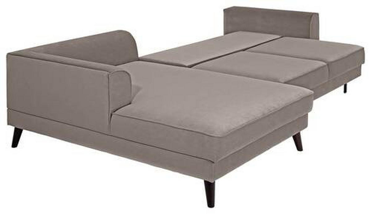 ECKSCHLAFSOFA in Velours Taupe  - Taupe/Wengefarben, Modern, Holz/Textil (277/167cm) - Trendmanufaktur
