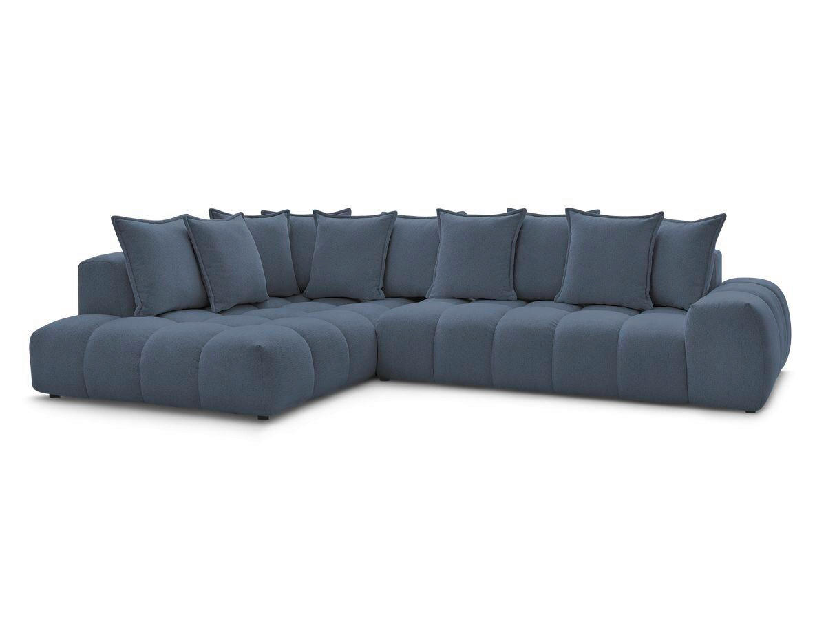 ECKSOFA Ottomane links  EVEREST Dunkelblau Flachgewebe  - Schwarz/Dunkelblau, MODERN, Kunststoff/Textil (210/352cm)