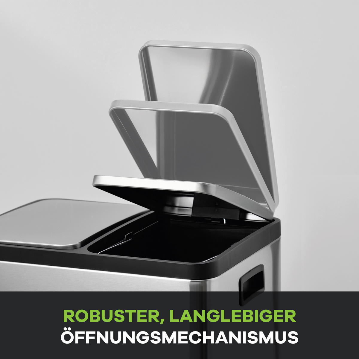 ABFALLEIMER 30 l  Metall  - Silberfarben/Schwarz, KONVENTIONELL, Kunststoff/Metall (41,5/44/34,5cm) - P & B