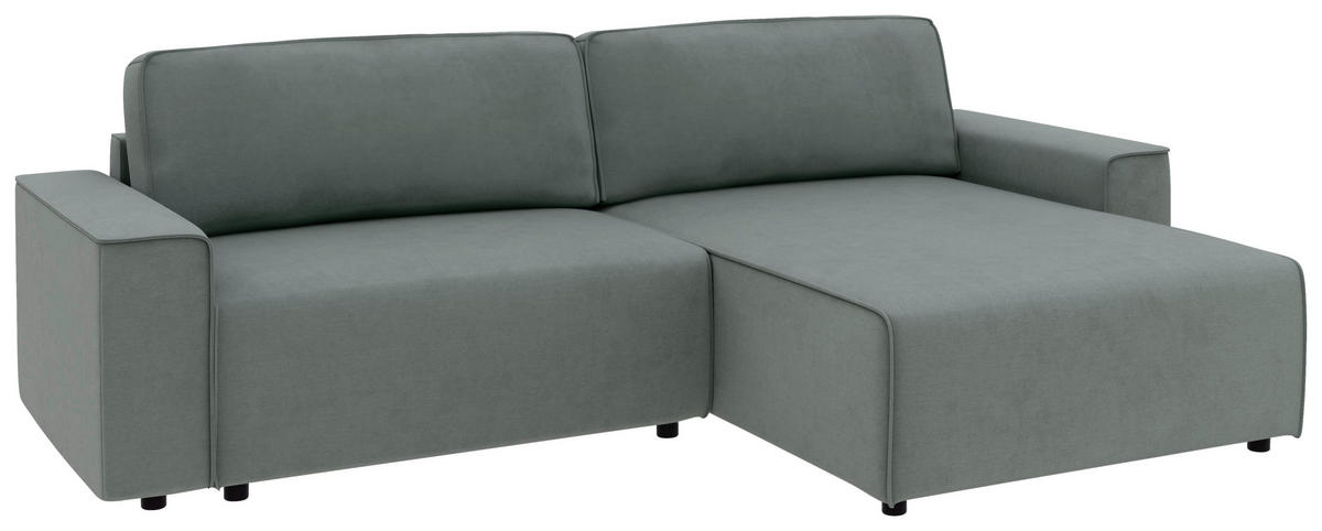 ECKSOFA in Struktur Grau  265/164 cm  - Schwarz/Grau, MODERN, Kunststoff/Textil (265/164cm) - Trendmanufaktur