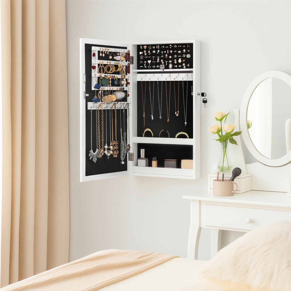 SCHMUCKSCHRANK - Weiß, Trend, Glas/Holzwerkstoff (54,5/67/10cm) - Boxxx