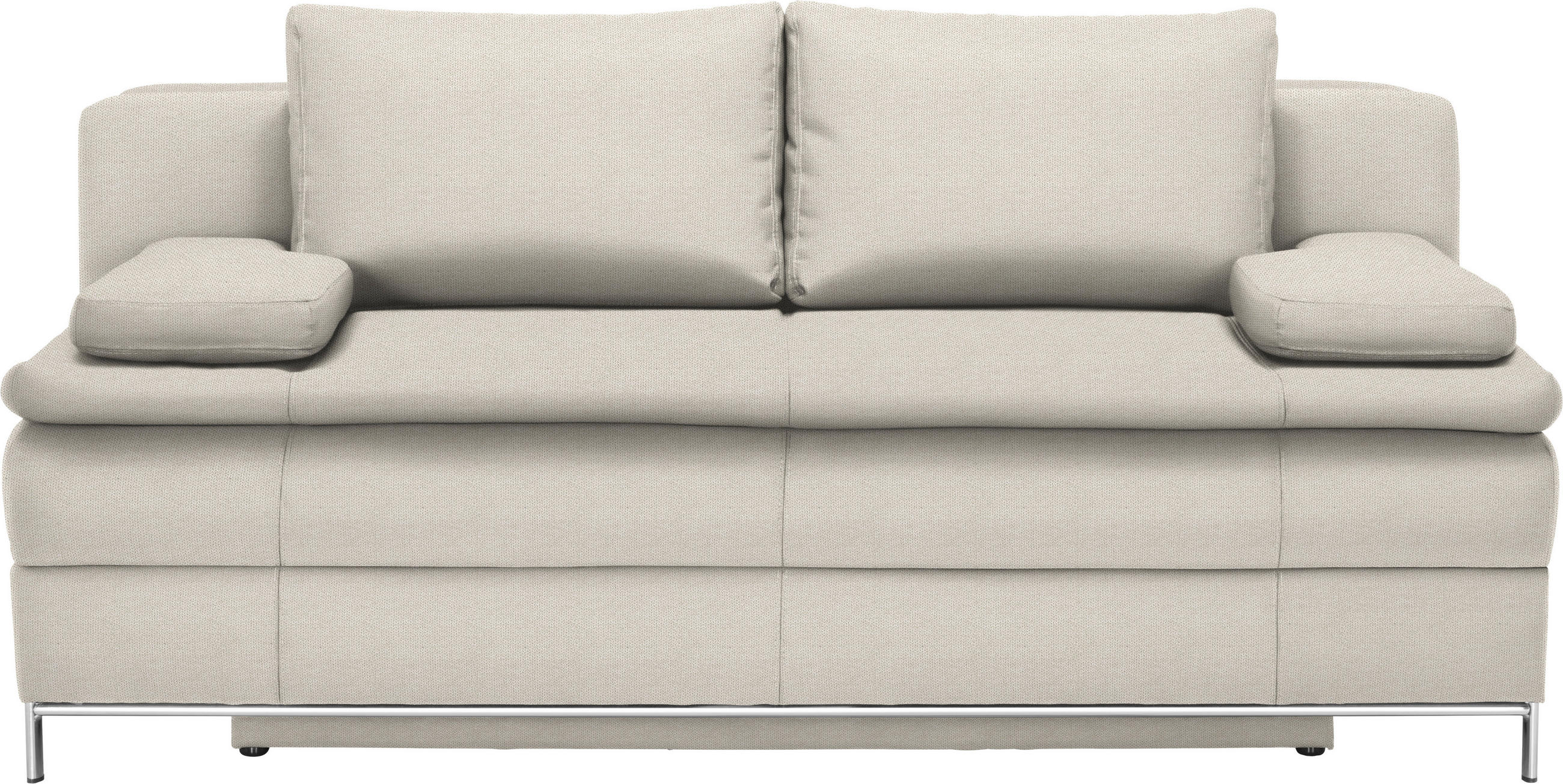BOXSPRINGSOFA in Flachgewebe Naturfarben  - Chromfarben/Naturfarben, Design, Textil/Metall (200/93/107cm) - Novel