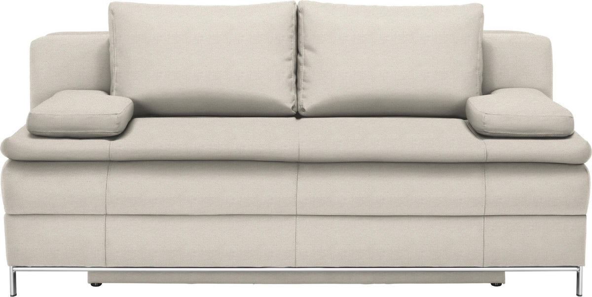 BOXSPRINGSOFA in Flachgewebe Naturfarben  - Chromfarben/Naturfarben, Design, Textil/Metall (200/93/107cm) - Novel