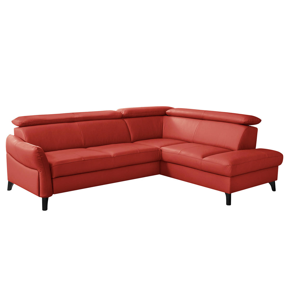 ECKSOFA Lederlook Echtleder Rot  - Rot/Schwarz, Design, Leder/Holz (244/199cm) - Livetastic