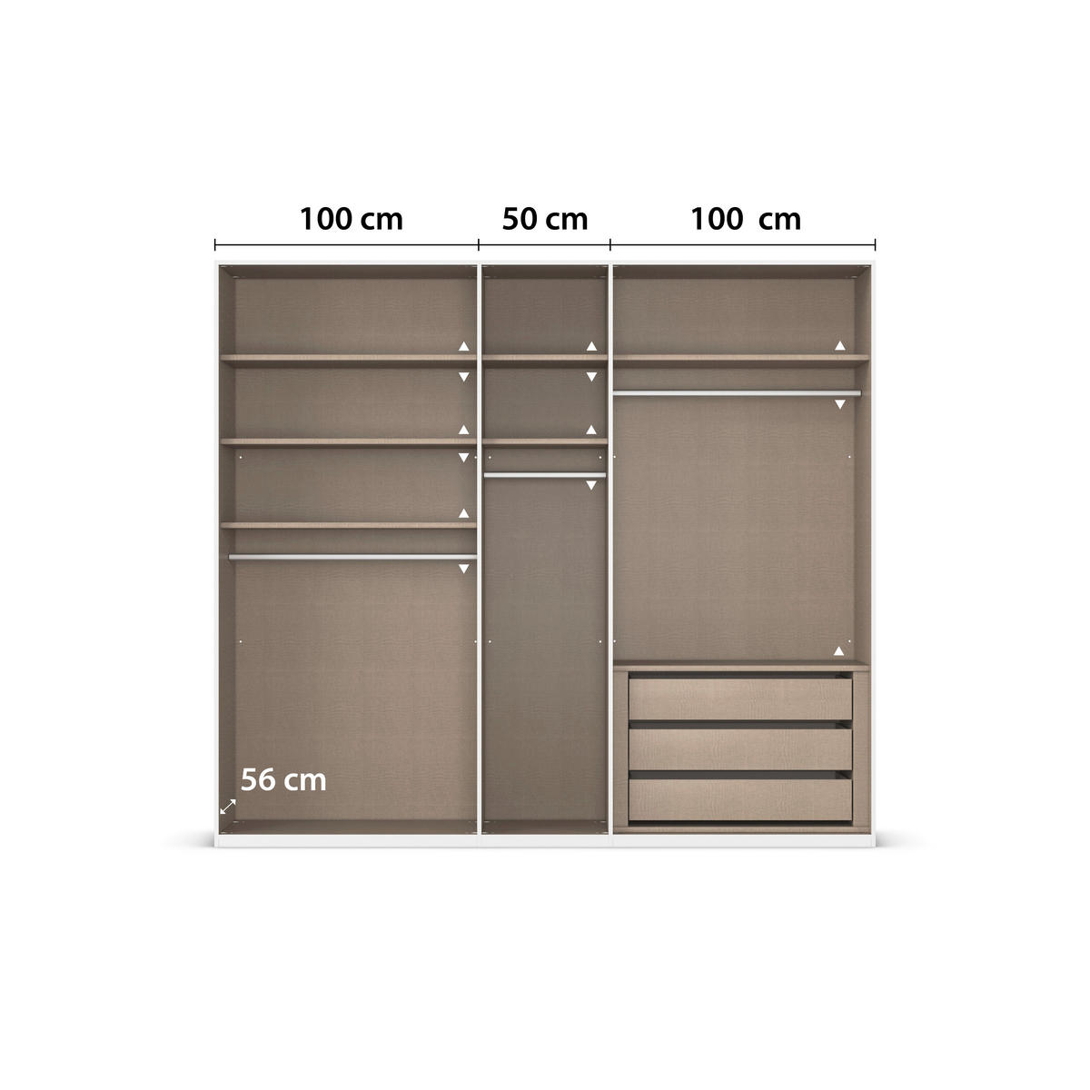 DREHTÜRENSCHRANK 251/235/61 cm,  in Champagner, 5-türig  - Chromfarben/Edelstahlfarben, Basics, Glas/Holzwerkstoff (251/235/61cm) - Novel