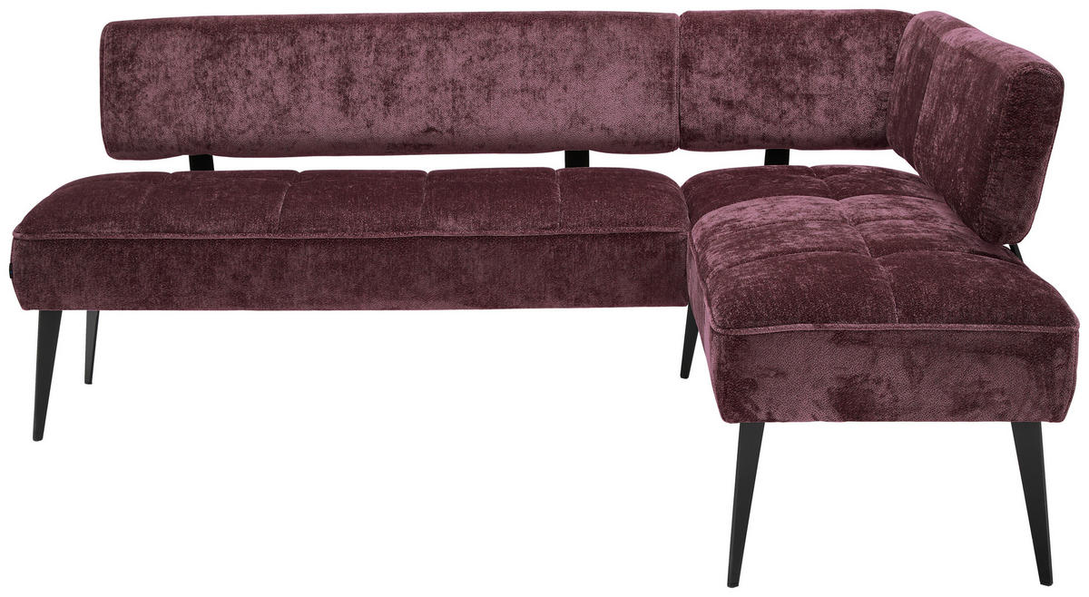 ECKBANK 212/162 cm Webstoff Bordeaux Metall   - Bordeaux/Schwarz, MODERN, Textil/Metall (212/162cm) - Welnova