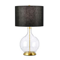 TISCHLEUCHTE - Messingfarben, Konventionell, Glas/Textil (36/67cm) - Elstead Lighting