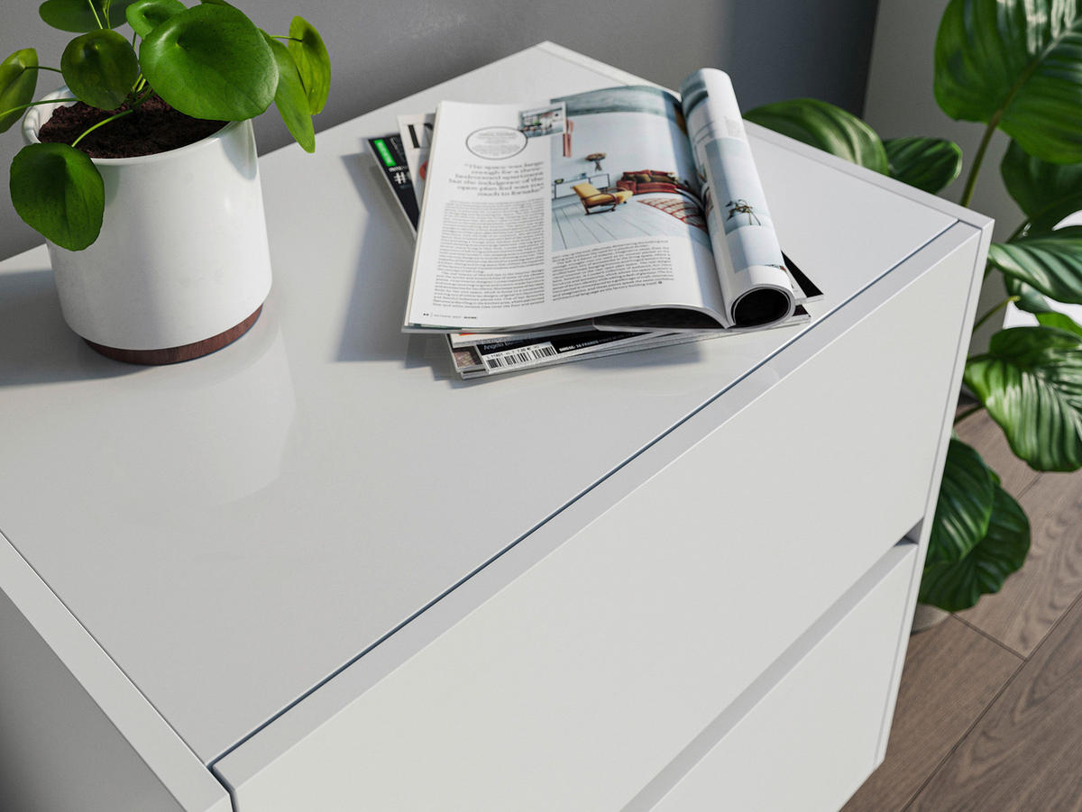 NACHTTISCH 61,2/65/42 cm  - Weiß Hochglanz/Schwarz, Basics, Holzwerkstoff/Metall (61,2/65/42cm) - MID.YOU