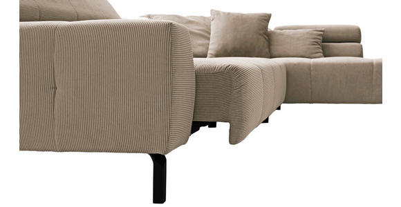 ECKSOFA Taupe Cord  - Taupe/Schwarz, KONVENTIONELL, Textil/Metall (311/219cm) - Hom`in