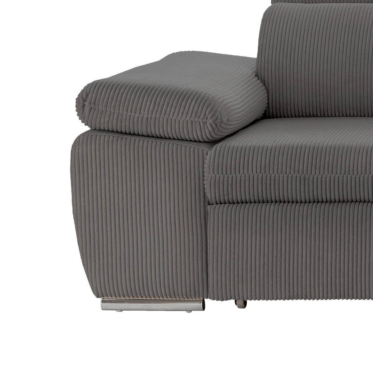 ECKSOFA Grau Cord  - Chromfarben/Grau, Design, Textil/Metall (283/228cm) - Livetastic