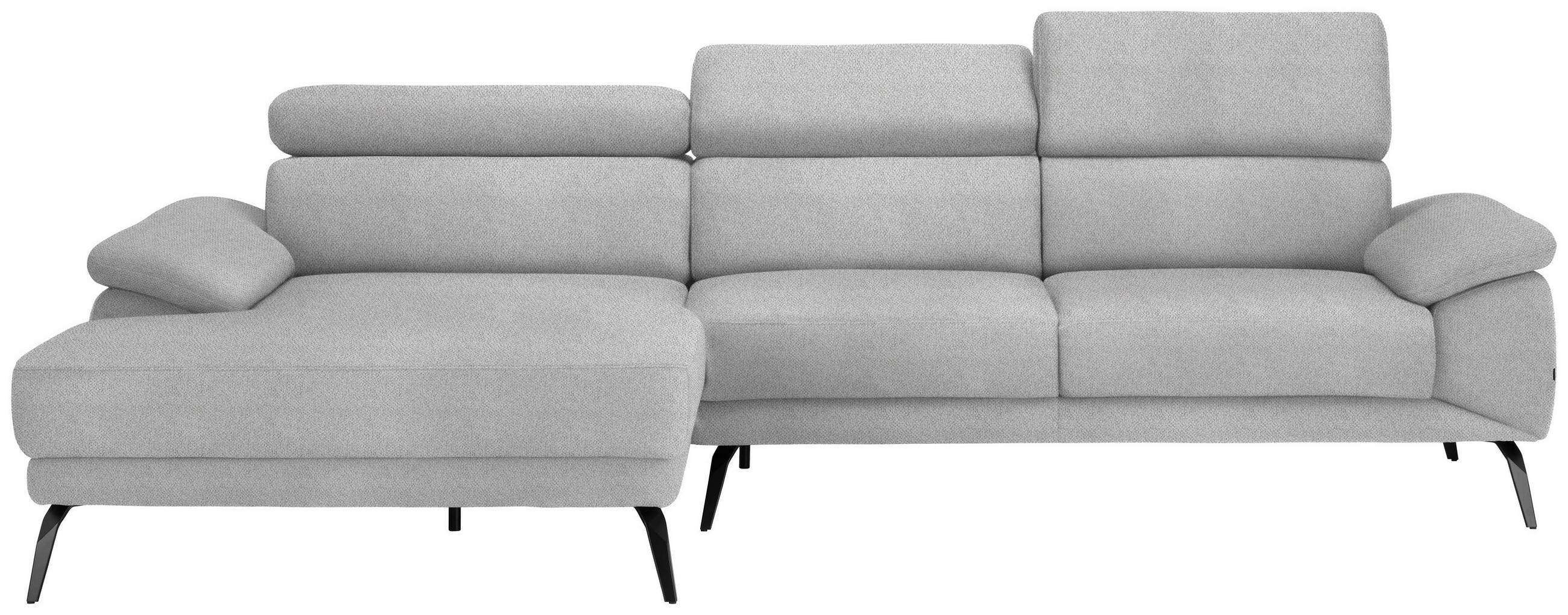 ECKSOFA Hellgrau Velours  - Hellgrau/Schwarz, Design, Textil/Metall (187/295cm) - Novel