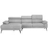 ECKSOFA Hellgrau Velours  - Hellgrau/Schwarz, Design, Textil/Metall (187/295cm) - Novel