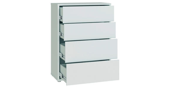 KOMMODE , 75/99/35 cm, 4 Schublade(n)  - Silberfarben/Hellgrau, Trend, Holzwerkstoff/Kunststoff (75/99/35cm) - Carryhome