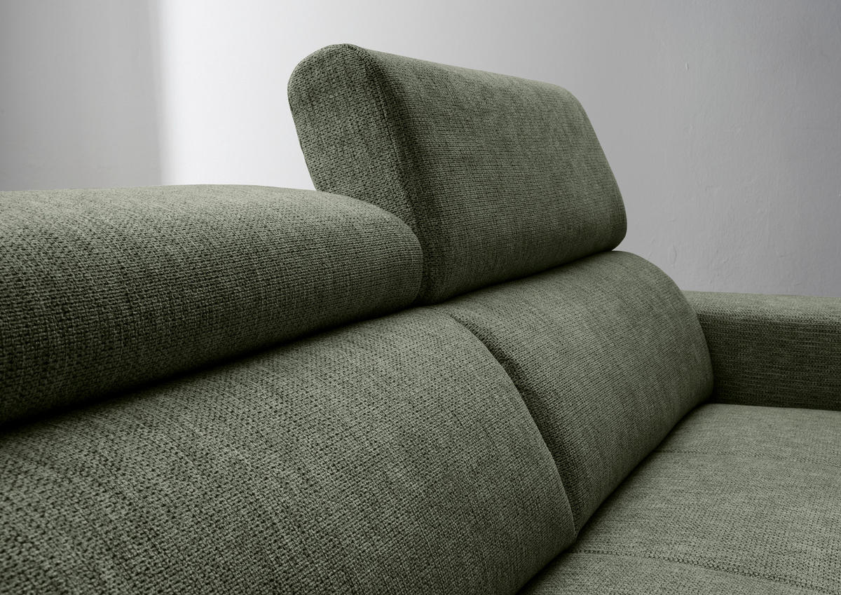 ECKSOFA Dunkelgrün Chenille  - Dunkelgrün/Schwarz, KONVENTIONELL, Textil/Metall (188/276cm) - Livetastic