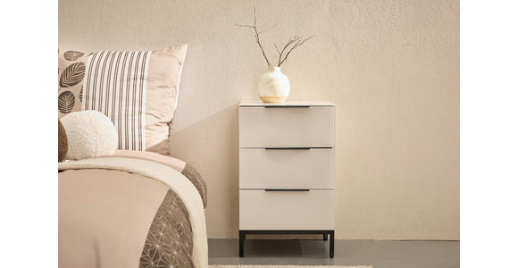 NACHTSCHRANK 45/62/42,3 cm  - Kaschmir/Schwarz, Design, Glas/Holzwerkstoff (45/62/42,3cm) - Novel