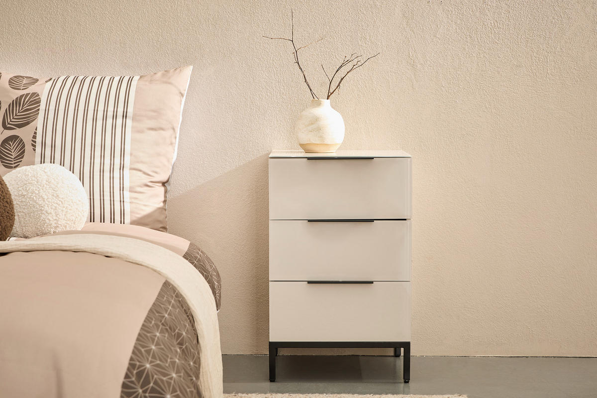 NACHTSCHRANK 45/62/42,3 cm  - Kaschmir/Schwarz, Design, Glas/Holzwerkstoff (45/62/42,3cm) - Novel