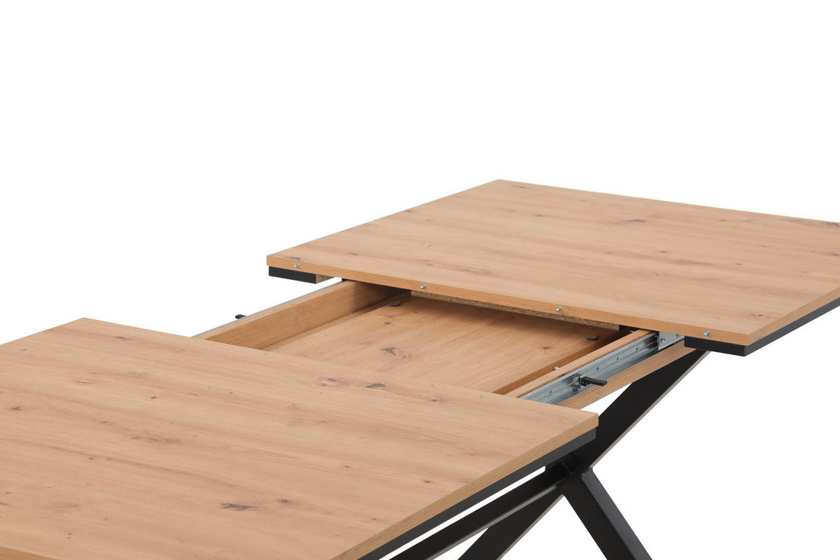 ESSTISCH Eiche Artisan rechteckig  ausziehbar  - Anthrazit/Eiche Artisan, MODERN, Holzwerkstoff/Metall (160-200/90/76cm) - MID.YOU