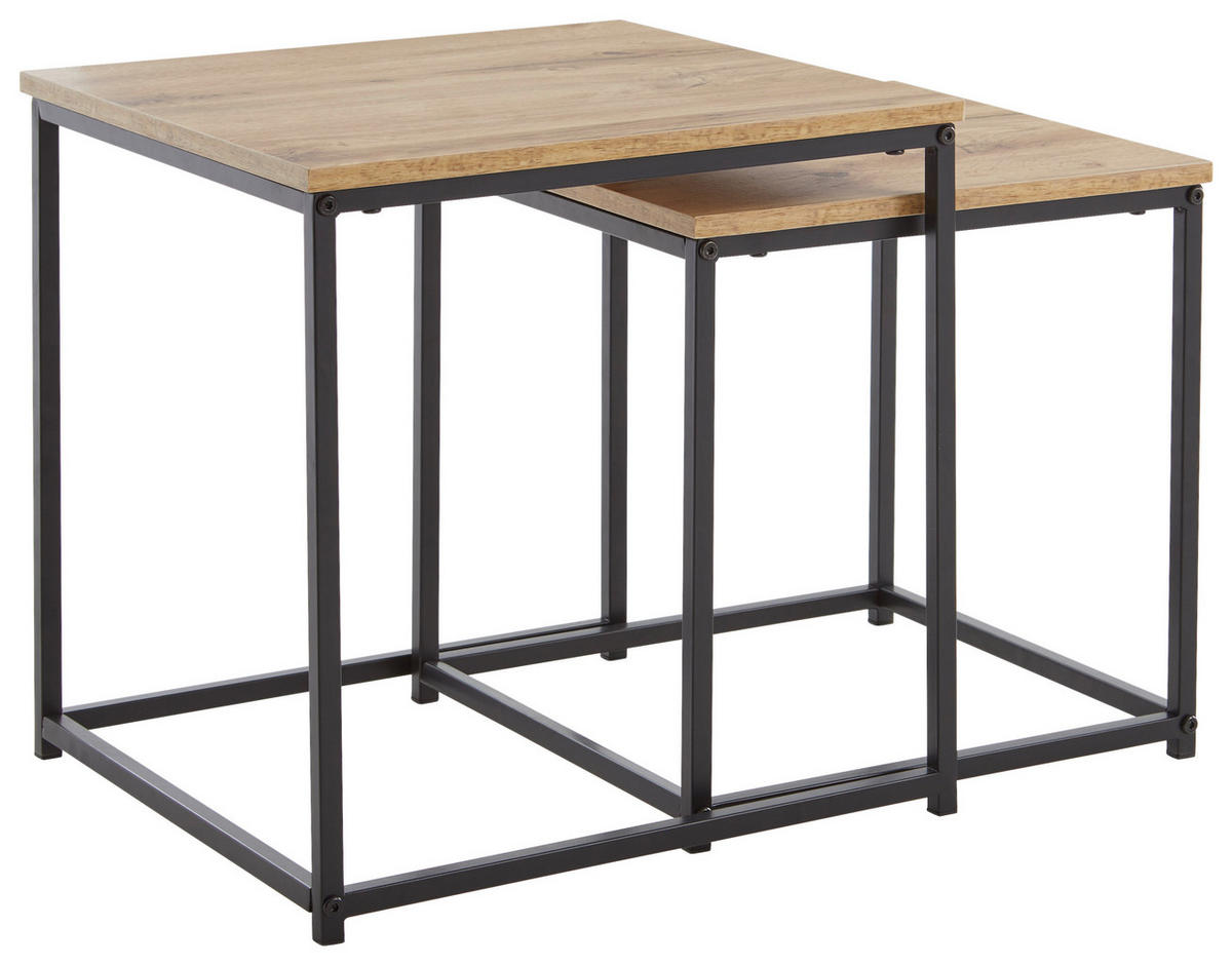 MIZICA, črna, barve hrasta  - črna/barve hrasta, Trend, kovina/leseni material (30/40/30/40/30/40cm) - Xora