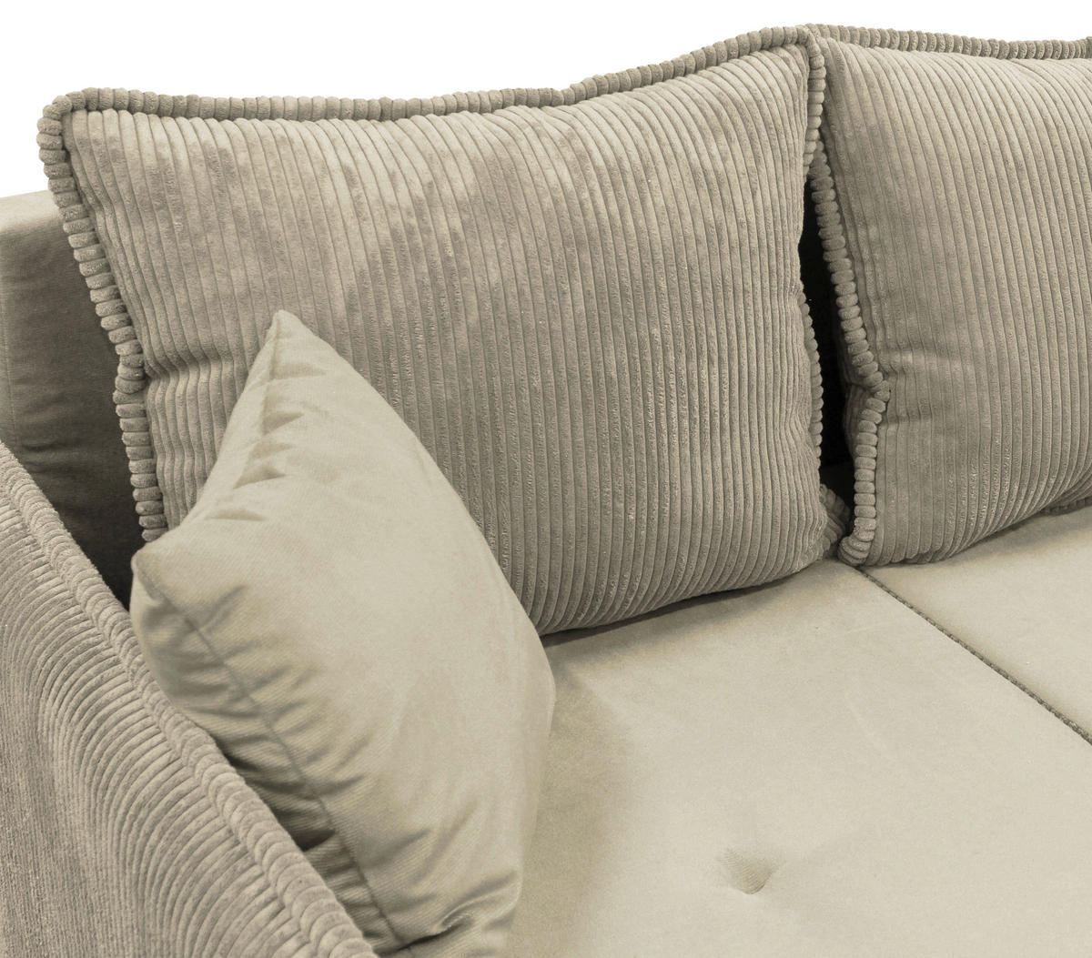 ECKSOFA TEDDY Beige Cord, Bouclé Zierkissen, Rückenkissen, Bettkasten  - Beige/Naturfarben, Design, Holz/Textil (215/142cm) - MID.YOU