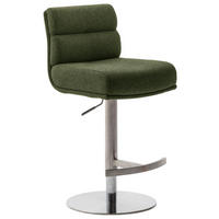 BARHOCKER Webstoff Edelstahlfarben, Olivgrün Edelstahl Stoffauswahl, Typenauswahl, Sitzfläche 360° drehbar  - Edelstahlfarben/Olivgrün, Design, Textil/Metall (43/84/52cm) - Dieter Knoll