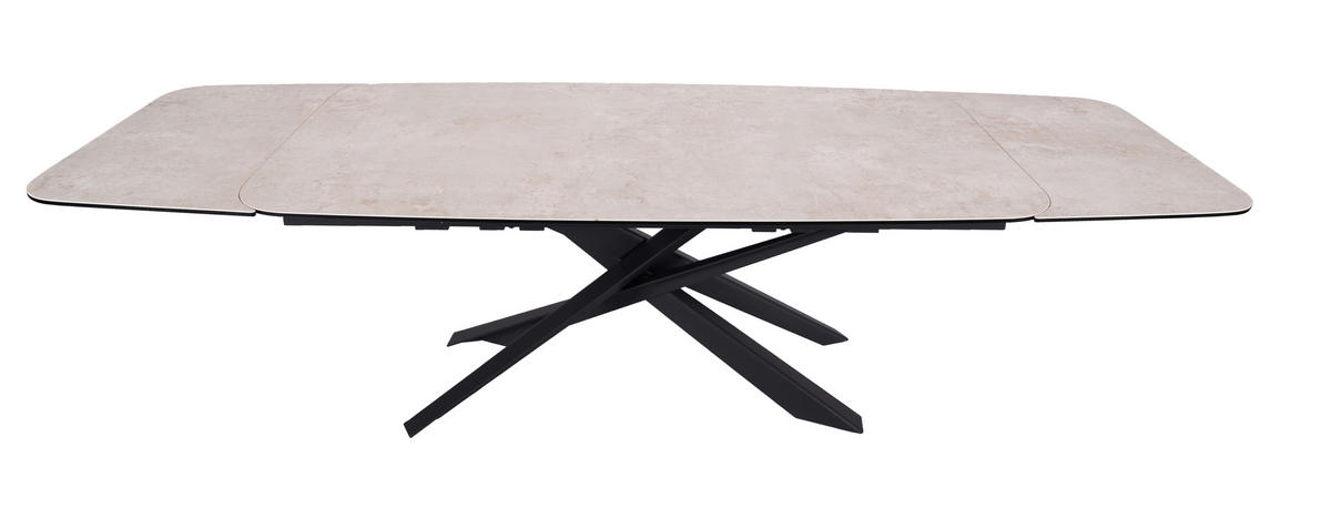 ESSTISCH in Metall, Glas, Keramik 190-290/100/76 cm  - Beige/Schwarz, Design, Glas/Keramik (190-290/100/76cm) - Novel