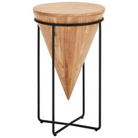 BEISTELLTISCH 41/41/66 cm Akazie vollmassiv Schwarz, Akaziefarben rund  - Schwarz/Akaziefarben, LIFESTYLE, Holz/Metall (41/41/66cm) - Landscape