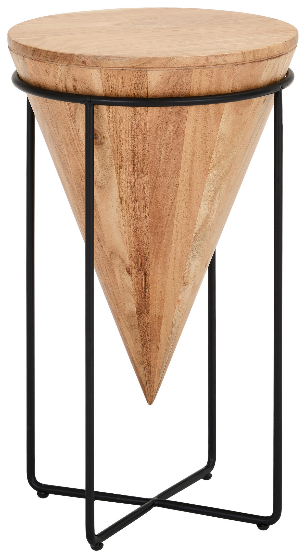 BEISTELLTISCH 41/41/66 cm Akazie vollmassiv Schwarz, Akaziefarben rund  - Schwarz/Akaziefarben, LIFESTYLE, Holz/Metall (41/41/66cm) - Landscape