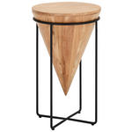 BEISTELLTISCH 41/41/66 cm Akazie vollmassiv Schwarz, Akaziefarben rund  - Schwarz/Akaziefarben, LIFESTYLE, Holz/Metall (41/41/66cm) - Landscape