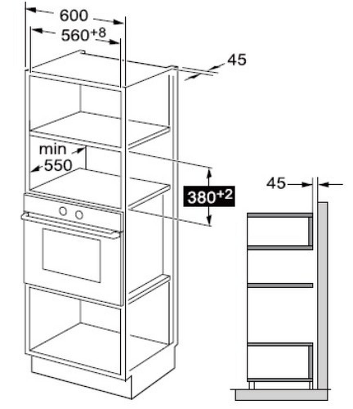 EINBAUMIKROWELLE MEHK38KIX  - Schwarz, Basics, Kunststoff/Metall (59,4/38,4/33,4cm) - Midea