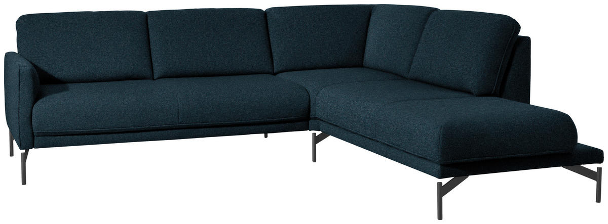 ECKSOFA in Flachgewebe, Struktur Dunkelblau  - Anthrazit/Dunkelblau, Design, Textil/Metall (254/230cm) - Johann Jakob