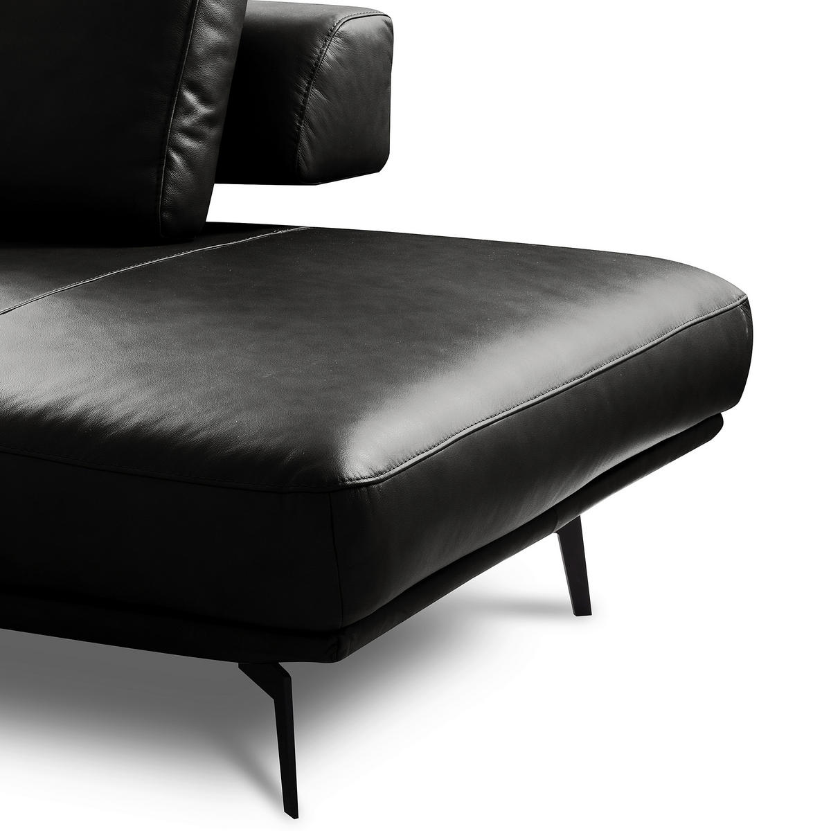 ECKSOFA  in Echtleder Schwarz  306/237 cm  - Schwarz/Grau, Design, Leder/Metall (306/237cm) - Livetastic