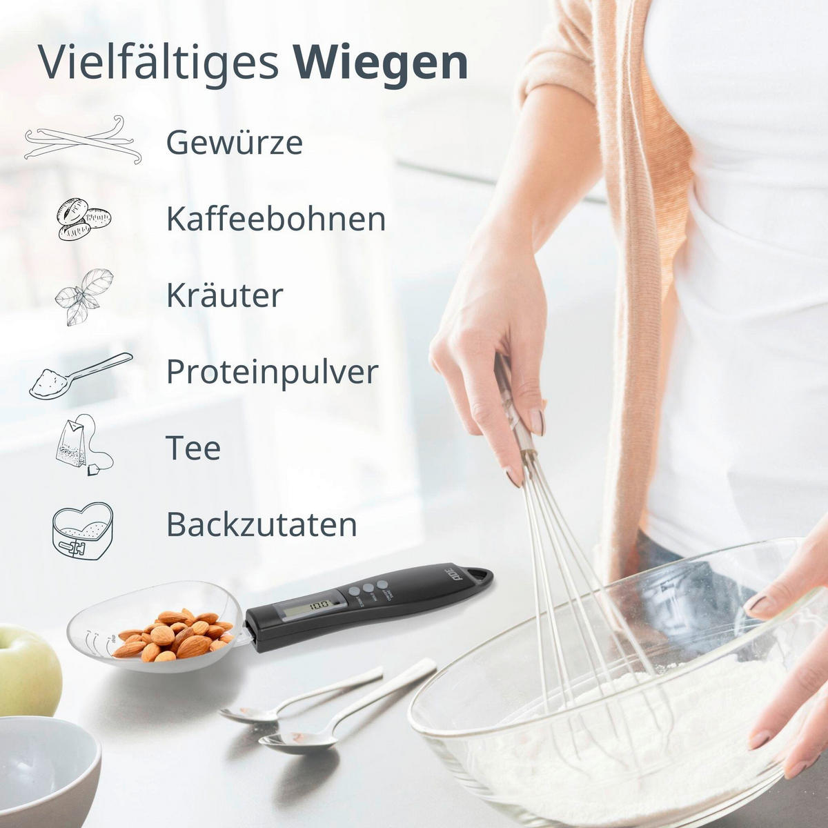 ELEKTRISCHE KÜCHENWAAGE - Schwarz, Basics, Kunststoff - ADE