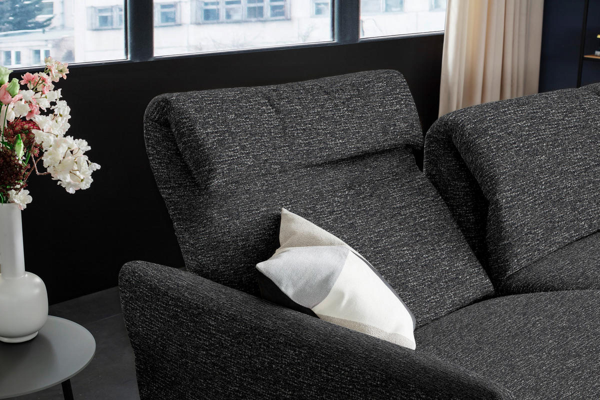 ECKSOFA Anthrazit Chenille  - Anthrazit/Schwarz, Design, Textil/Metall (299/187cm) - Schöner Wohnen