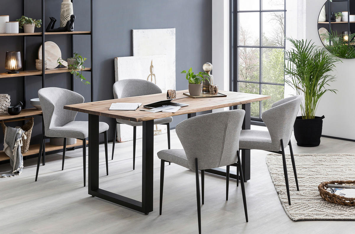 ESSTISCH in Holz 160/90/75 cm  - Walnussfarben/Schwarz, MODERN, Holz/Metall (160/90/75cm) - Livetastic
