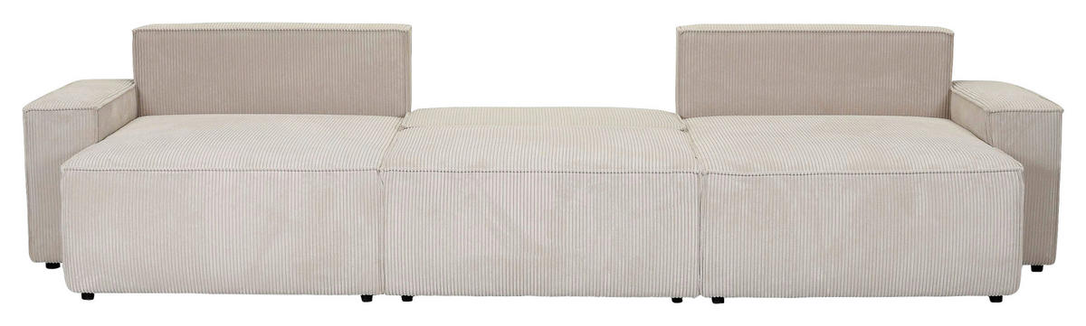 WOHNLANDSCHAFT Naturfarben Cord  - Schwarz/Naturfarben, KONVENTIONELL, Kunststoff/Textil (155/348/155cm) - Carryhome