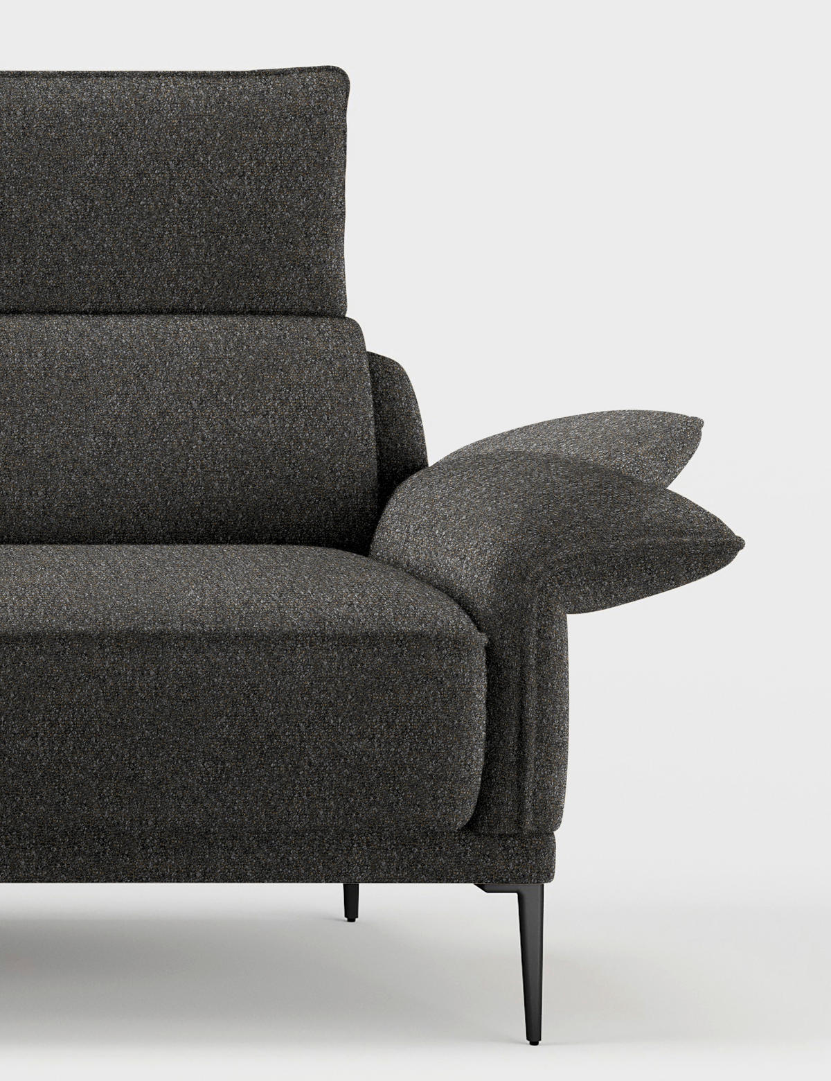 ECKSOFA in Bouclé Dunkelgrau  - Dunkelgrau/Schwarz, Modern, Textil/Metall (186/330cm) - Johann Jakob