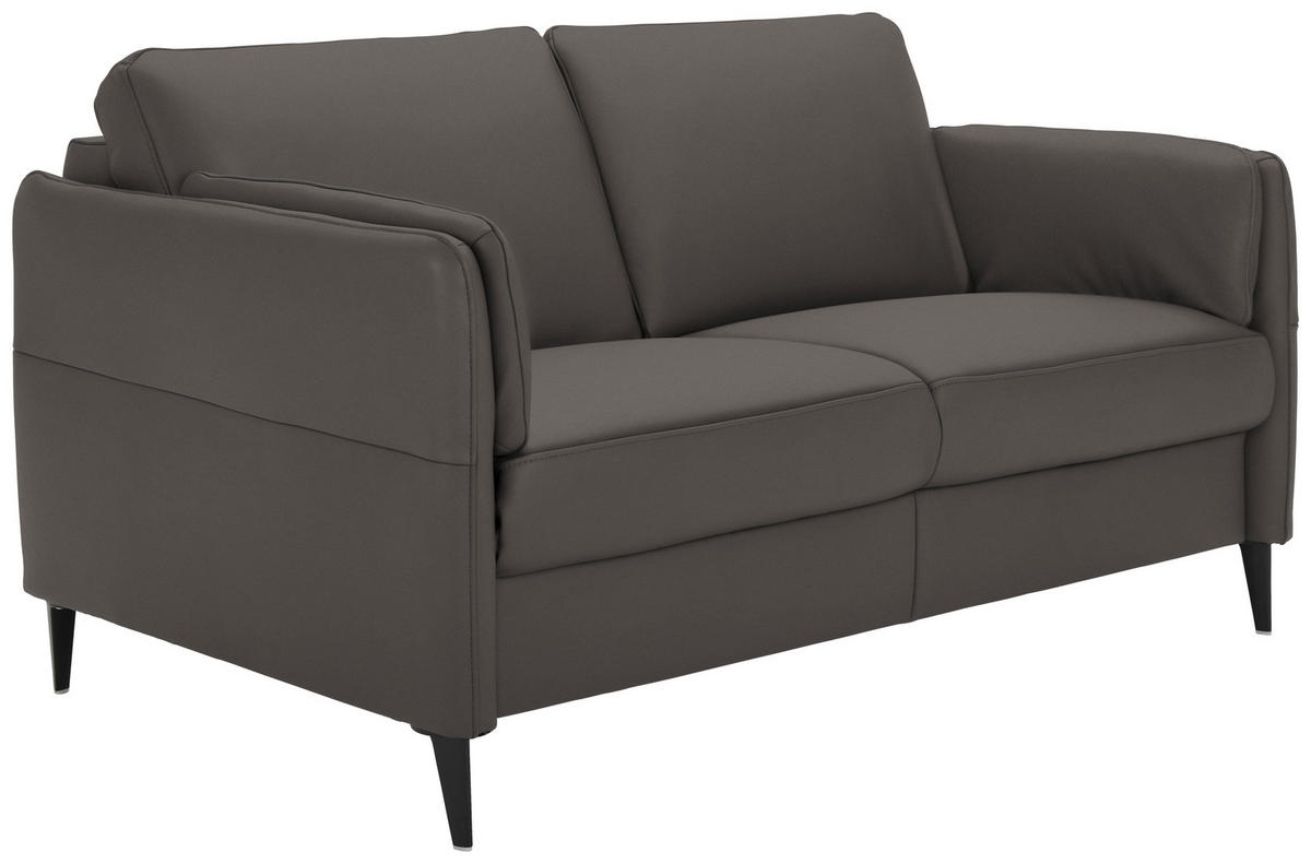 2,5-SITZER in Leder Mokka  - Schwarz/Mokka, Design, Leder/Metall (164/84/99cm) - Dieter Knoll