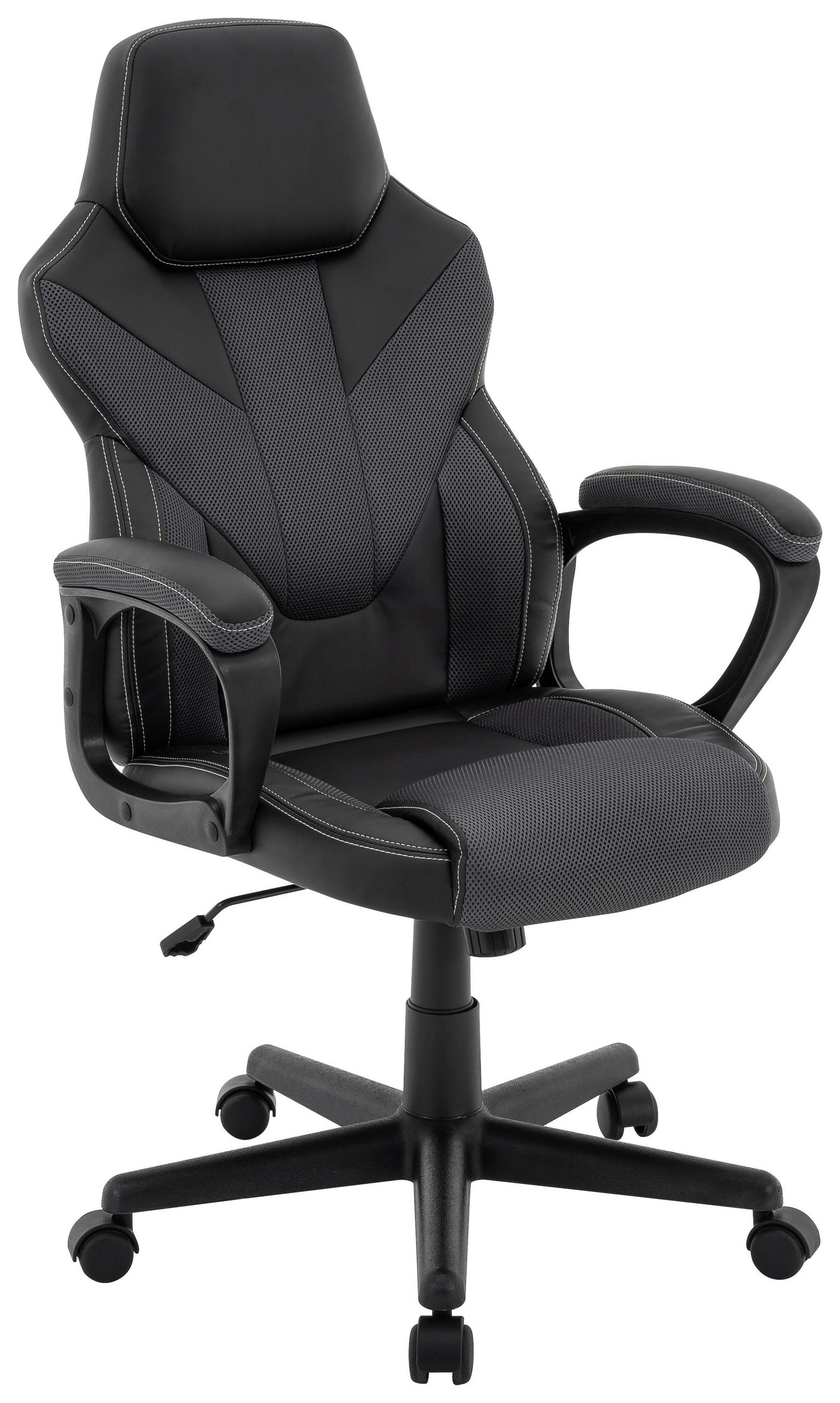 GAMINGSTUHL Grau, Schwarz Kunststoff, Textil   - Schwarz/Grau, Design, Kunststoff/Textil (64/103-113,5/71cm) - Xora