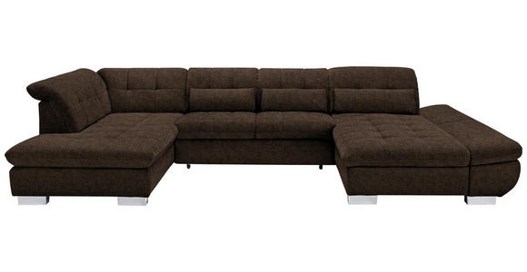 WOHNLANDSCHAFT  in Mikrofaser Braun  - Chromfarben/Braun, Design, Kunststoff/Textil (211/350/204cm) - Xora