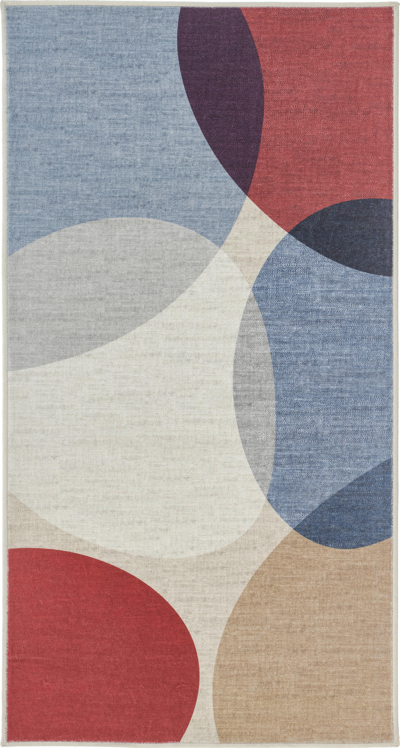 VINTAGE-TEPPICH 80/150 cm CORTEA NAYRA, waschbar Creme, Dunkelrot, Blaugrau rechteckig  - Blaugrau/Creme, Design, Kunststoff/Textil (80/150cm) - Lindorug