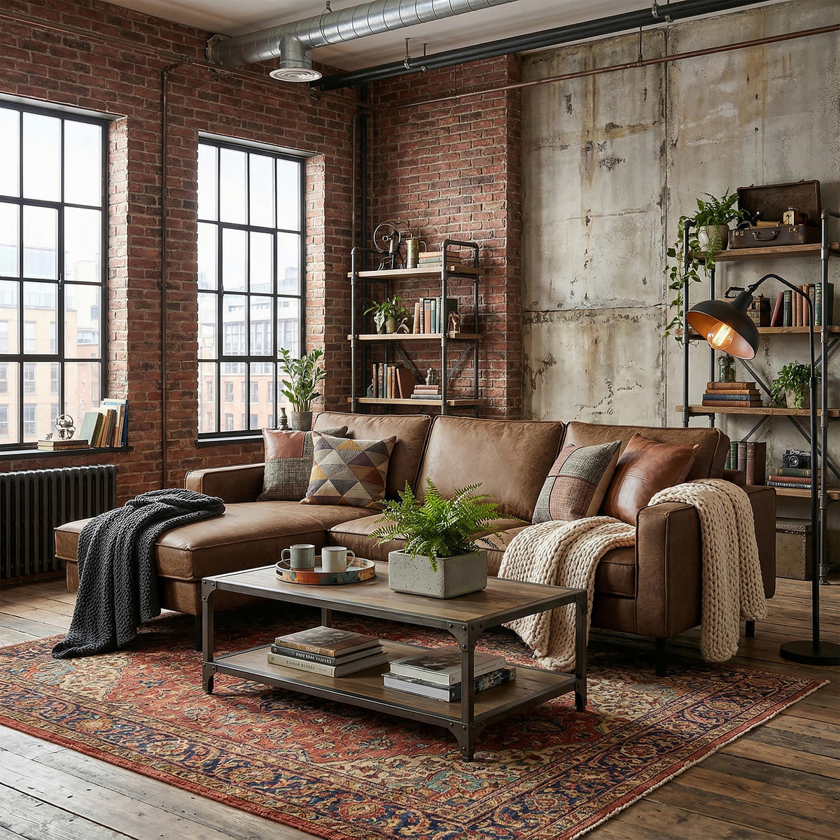 ECKSOFA Braun Echtleder Lederlook Rücken echt  - Braun, Design, Leder/Textil (166/238cm) - Livetastic