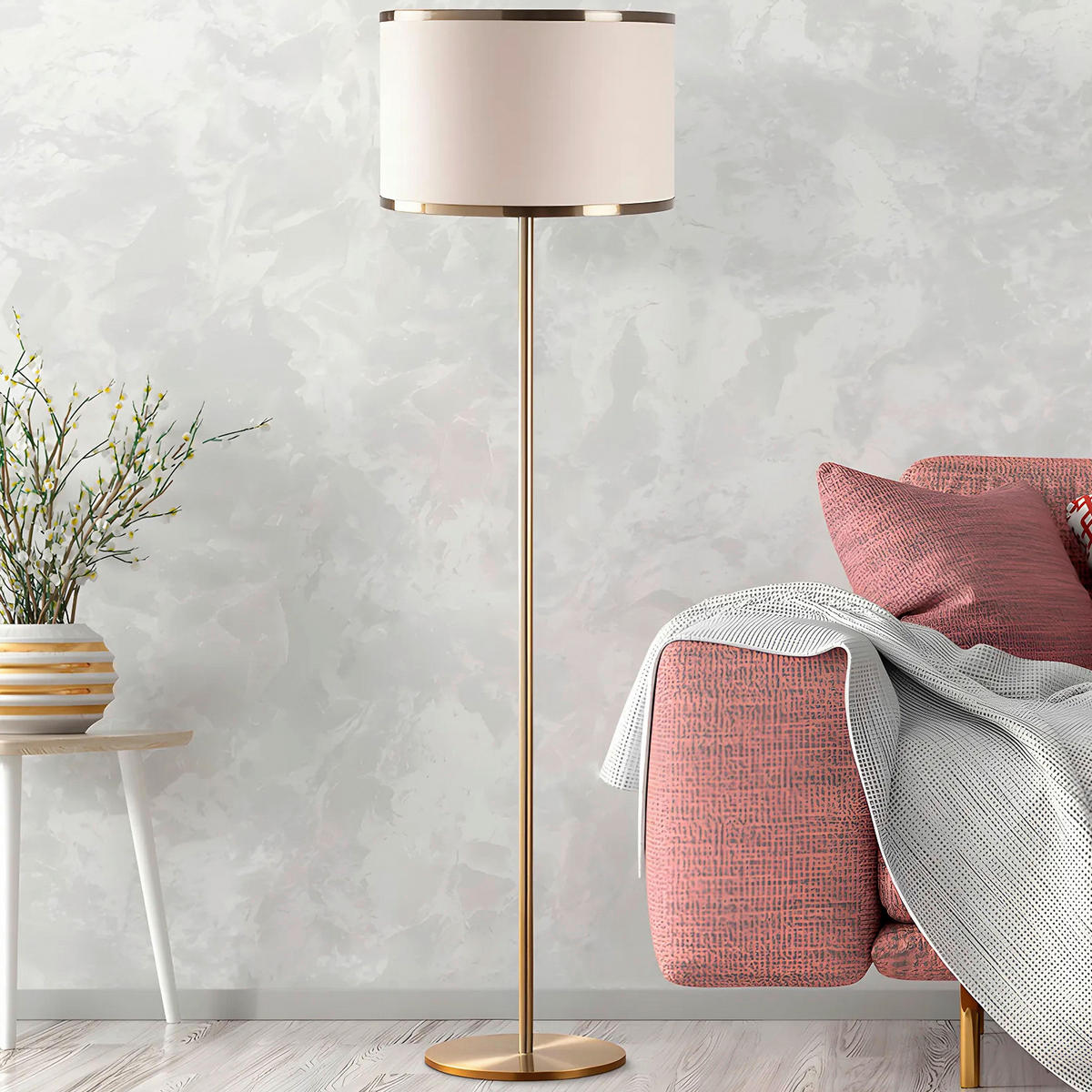 STEHLEUCHTE 40/156 cm    - Creme/Bronzefarben, Design, Glas/Metall (40/156cm) - P & B