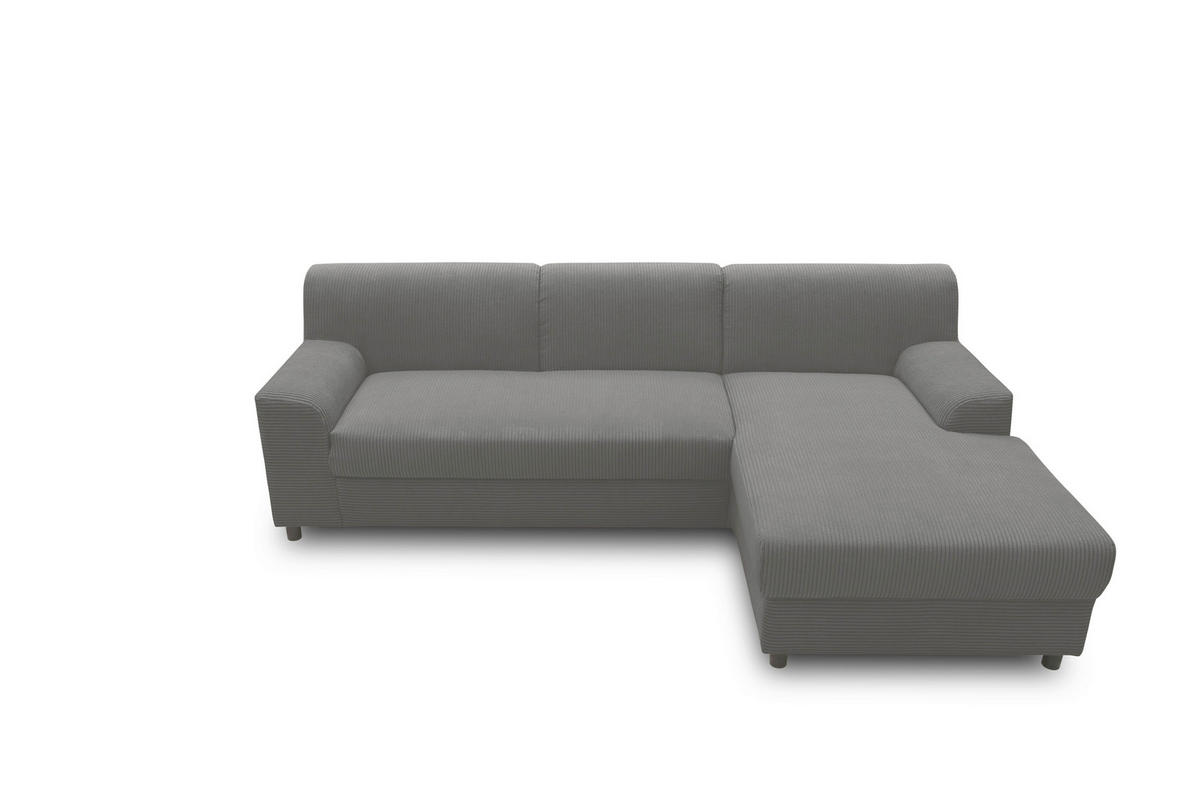 ECKSCHLAFSOFA  CAPRI 2 Grau Cord  - Schwarz/Grau, Basics, Kunststoff/Textil (241/146cm) - MID.YOU