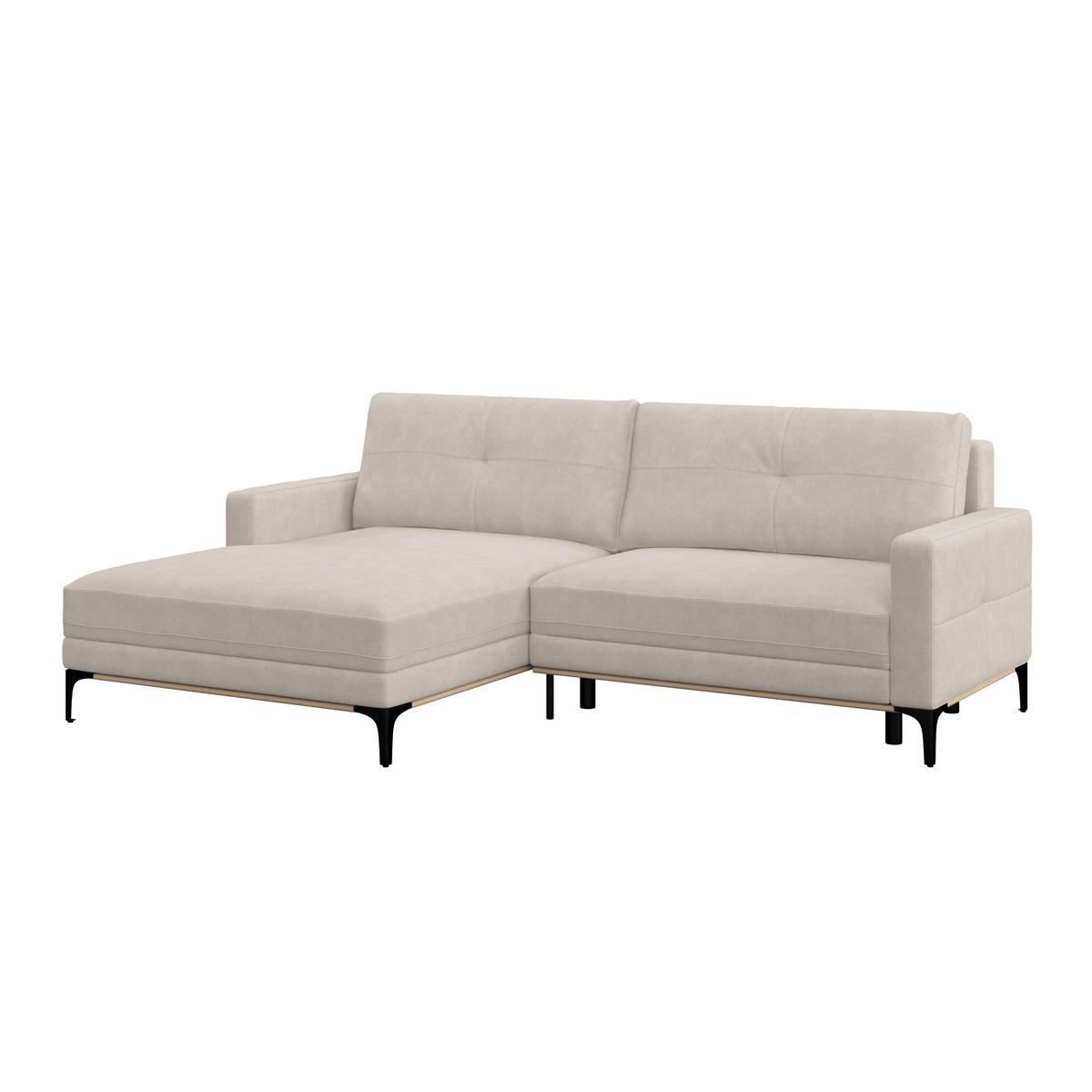 ECKSOFA in Creme  - Creme/Schwarz, Modern, Textil/Metall (162/238cm) - Ondega