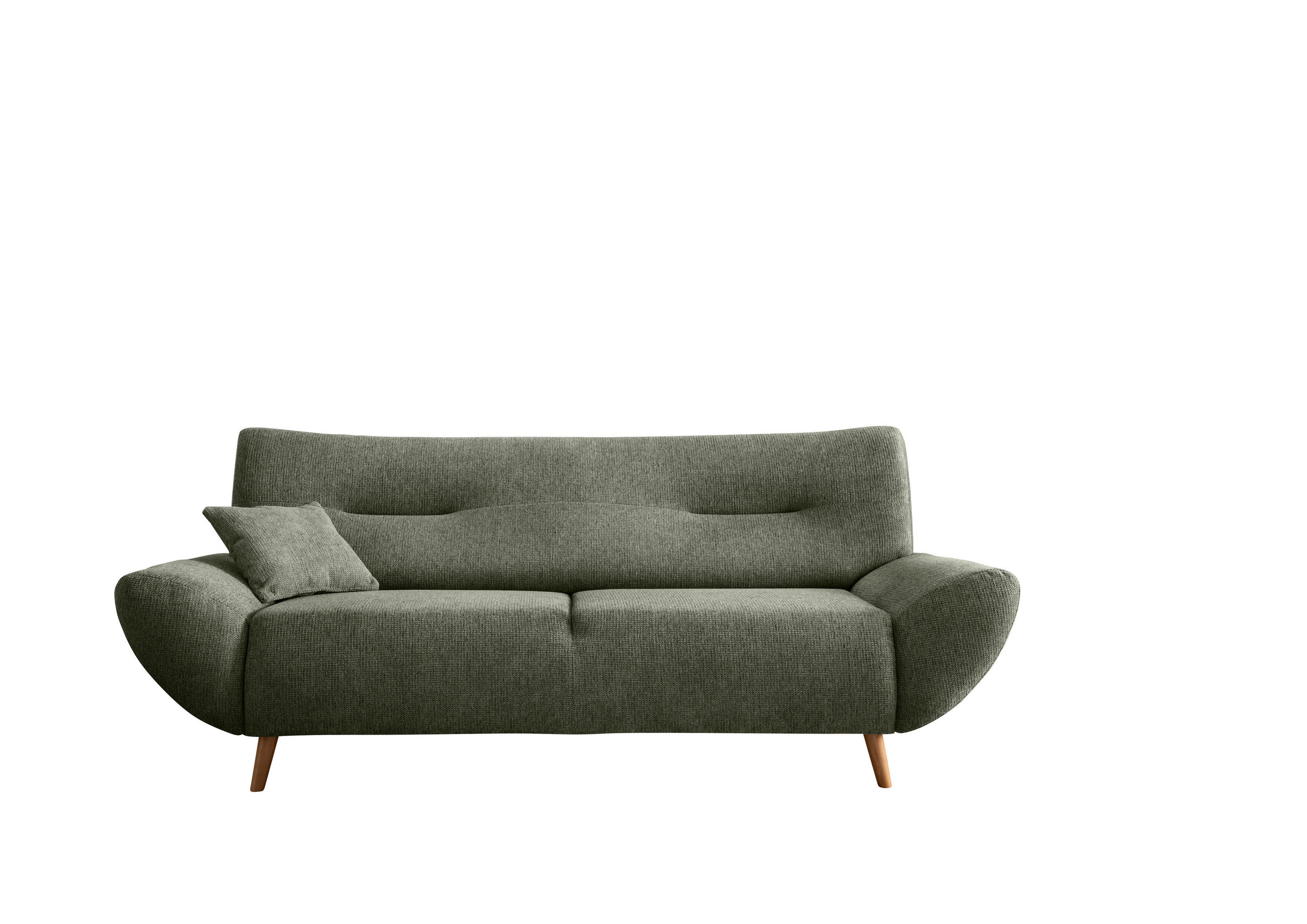 3-SITZER-SOFA Chenille Dunkelgrün  - Wildeiche/Dunkelgrün, MODERN, Holz/Textil (205/81/90cm) - MID.YOU